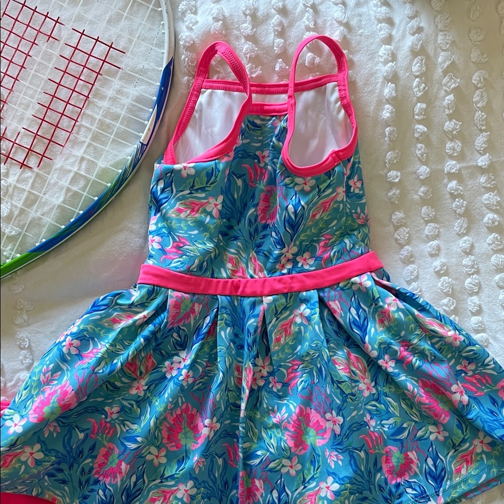 Tommy Bahama Kids Tennis Floral Dress - Blue and Pink - Picture 4 of 5